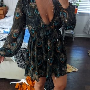 Show Me Your MuMu peacock mini dress